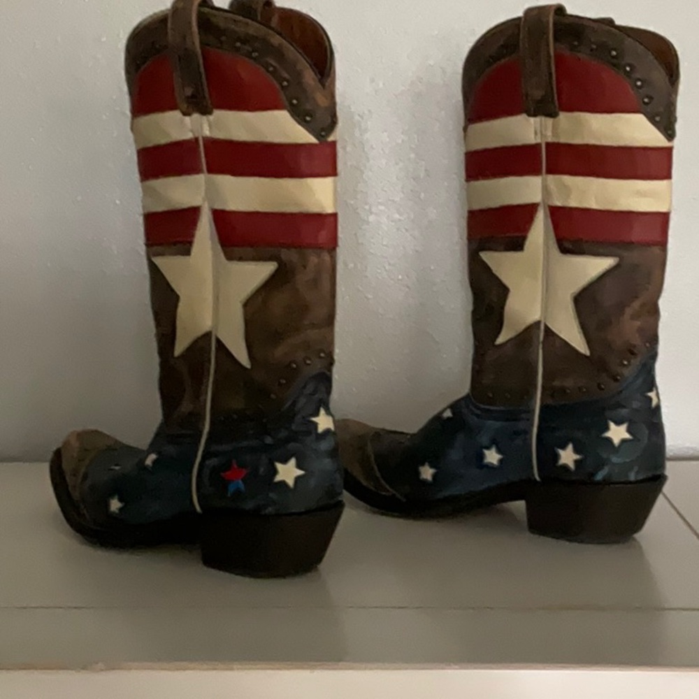 Riviera Patriotic Heeled Boots - Red, White, Blue, Brown
